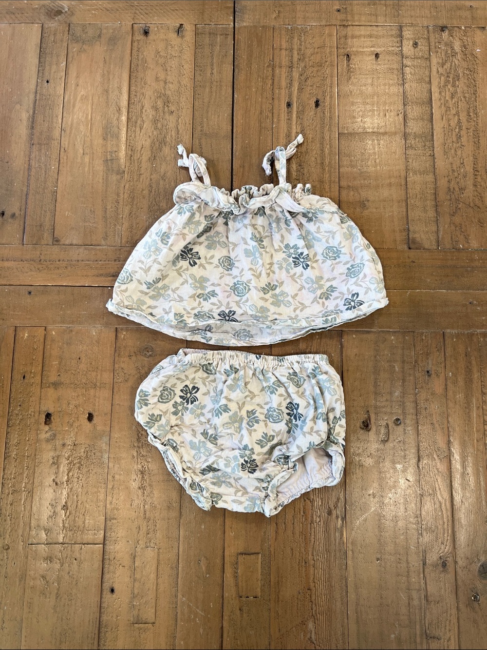 Rylee + cru linen blend floral tank top and bloomers set 3-6 months play